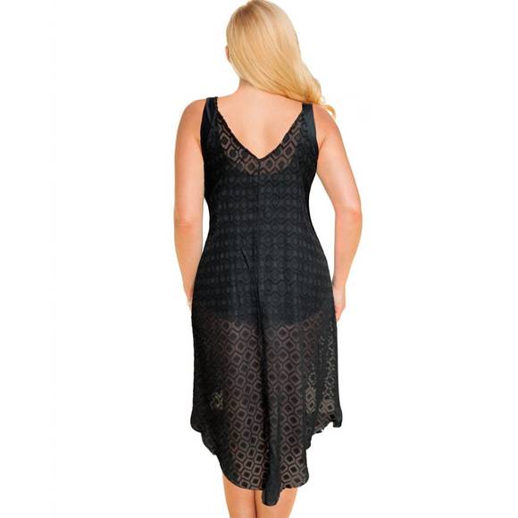 NEW ALWAYS FOR ME plus size v-bottom cover up dress in afm black - Picture 2 of 2